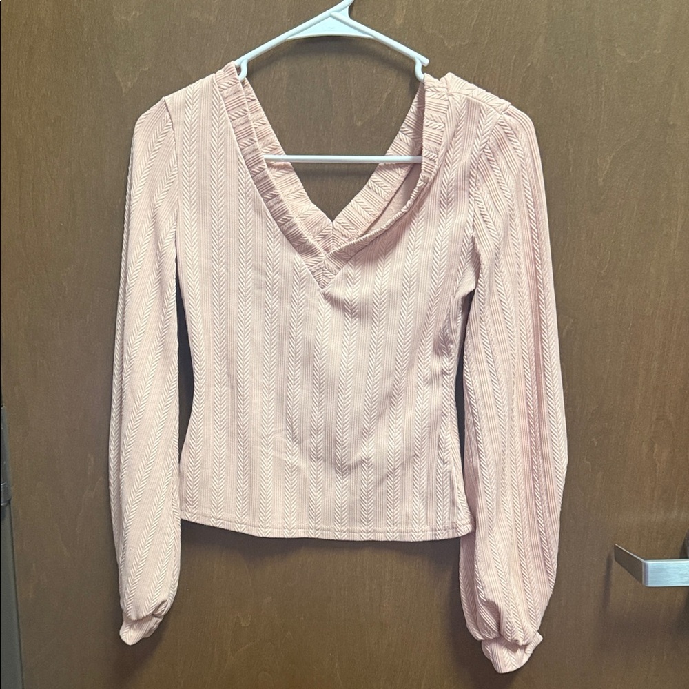 SHEIN Blush Pink V-Neck Blouse
